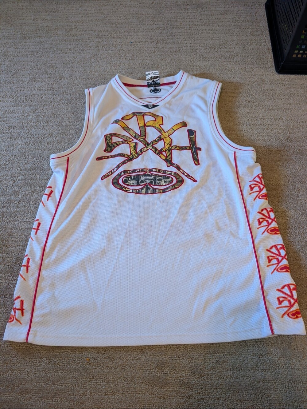 Rare SRH Spaded Basketball Jersey Mens XL White Gold Camo 1991 Streetwear Y2K